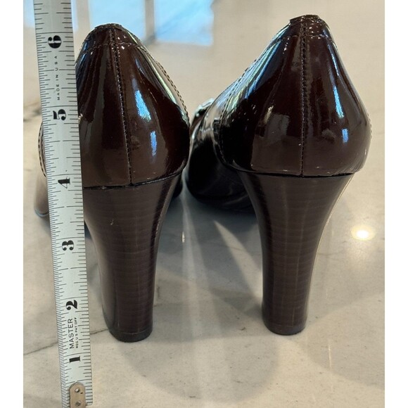ANNE KLEIN iflex AKPFENNIING BROWN PATENT LEATHER BLOCK HEEL SZ 8.5M - Picture 5 of 10